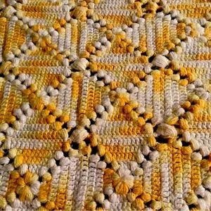 Crocheted Blanket Handmade yellow & white
